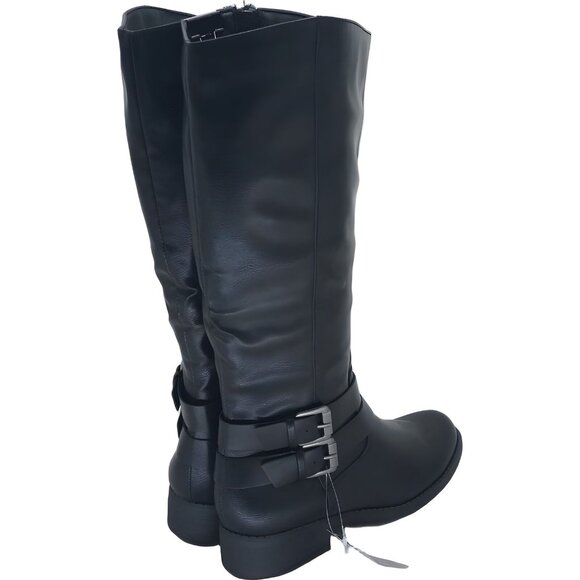 Stylish Women's Black Maliaa Riding Boots with Buckle - Size 5M - Picture 3 of 6